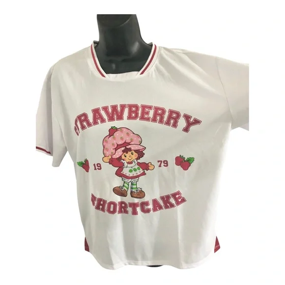 Strawberry shortcake white strawberry shortcake printed jersey size large new - Picture 8 of 10